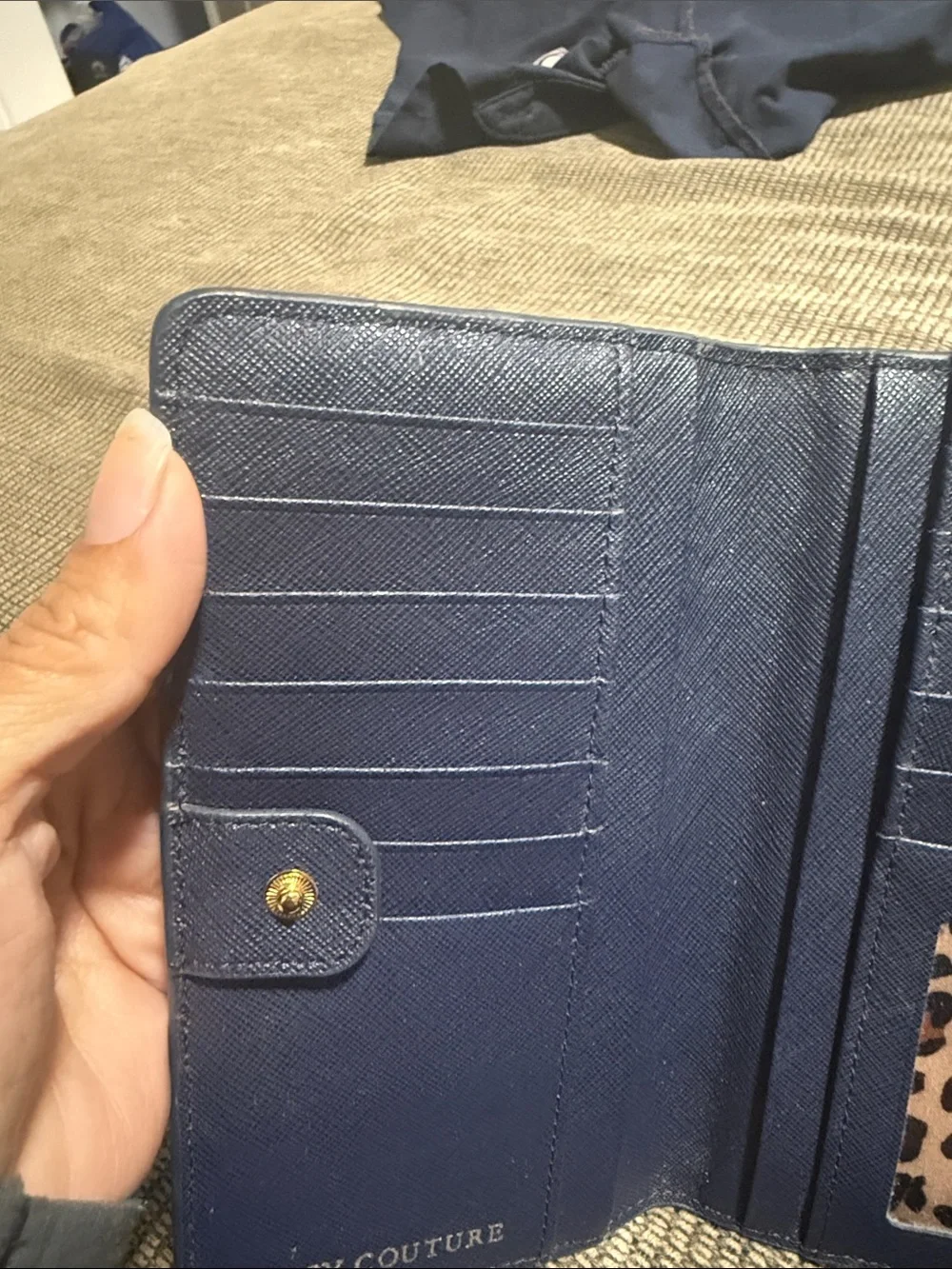 Vintage Juicy Couture Navy Card & Key Holder with Gold Crest
